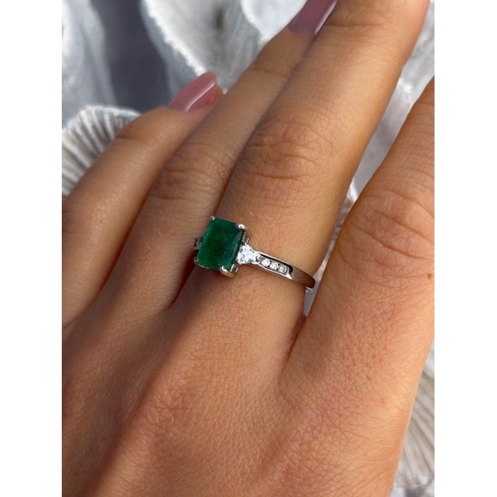 DJoy 925 Sterling Silver Emerald & Beryl Ring Size 8