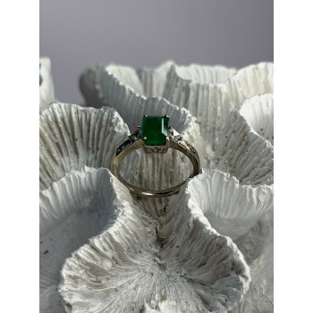 DJoy 925 Sterling Silver Emerald & Beryl Ring Size 8