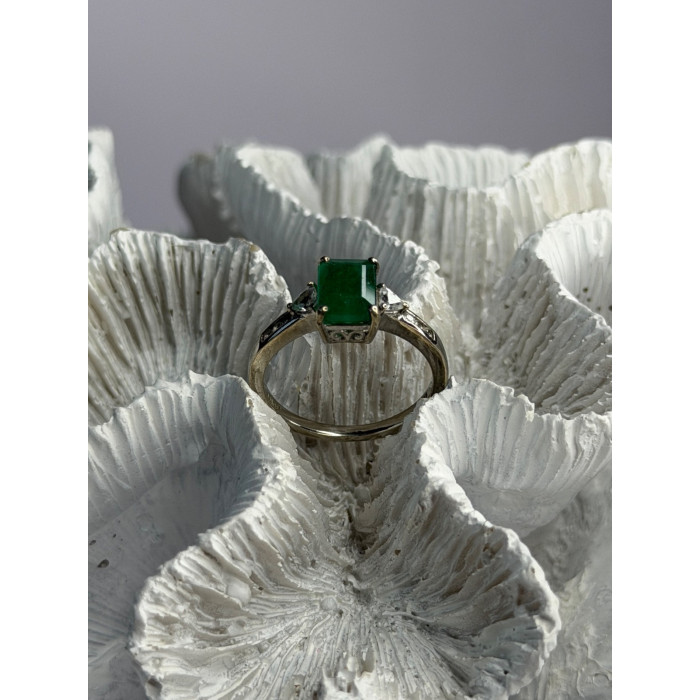 DJoy 925 Sterling Silver Emerald & Beryl Ring Size 8