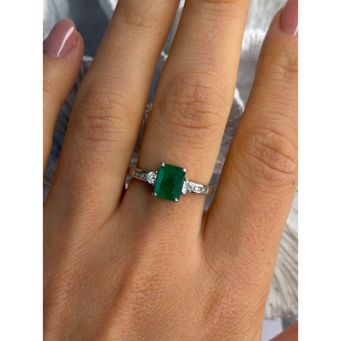DJoy 925 Sterling Silver Emerald & Beryl Ring Size 8