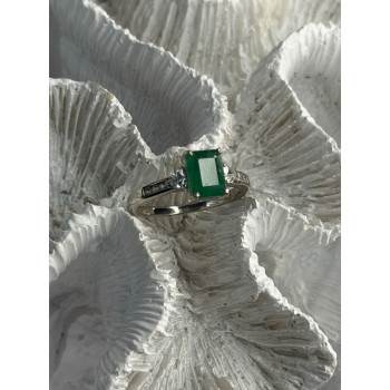 DJoy 925 Sterling Silver Emerald & Beryl Ring Size 8