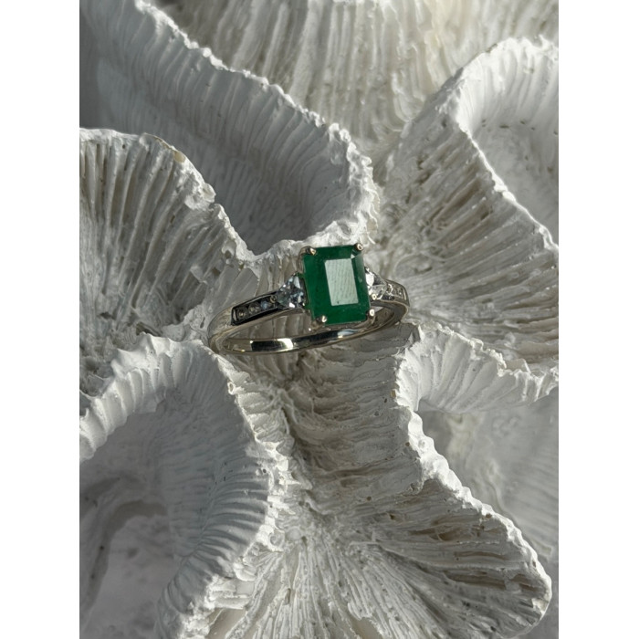 DJoy 925 Sterling Silver Emerald & Beryl Ring Size 8