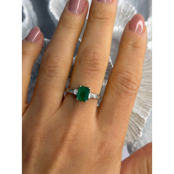 DJoy 925 Sterling Silver Emerald & Beryl Ring Size 8