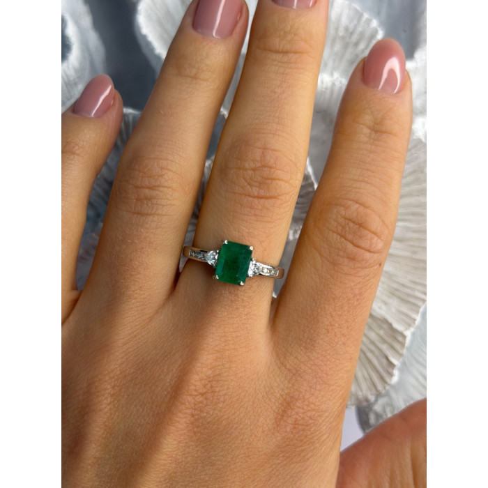 DJoy 925 Sterling Silver Emerald & Beryl Ring Size 8
