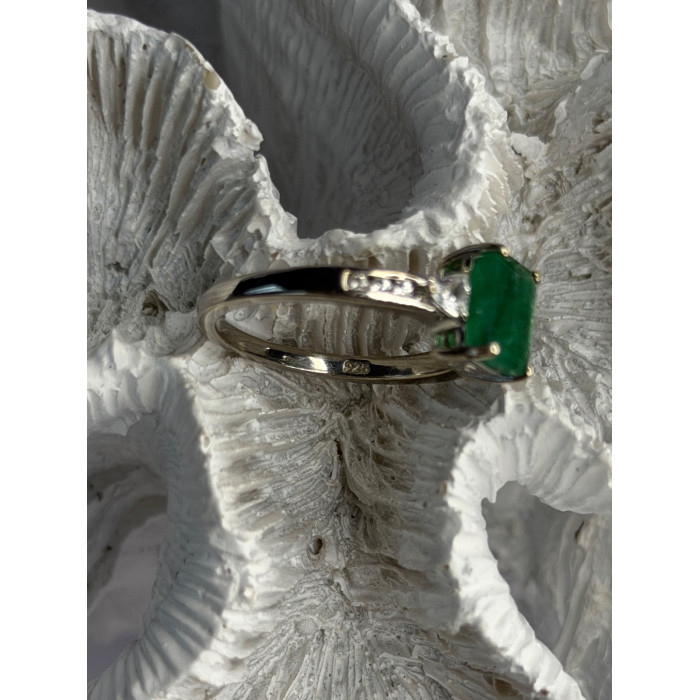 DJoy 925 Sterling Silver Emerald & Beryl Ring Size 8