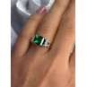 925 Sterling Silver Green Crystal & Cz Ring Size 7