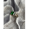 925 Sterling Silver Green Crystal & Cz Ring Size 7