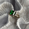 925 Sterling Silver Green Crystal & Cz Ring Size 7