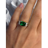 925 Sterling Silver Green Crystal & Cz Ring Size 7
