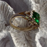 925 Sterling Silver Green Crystal & Cz Ring Size 7