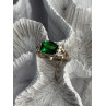 925 Sterling Silver Green Crystal & Cz Ring Size 7