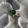 925 Sterling Silver Green Crystal & Cz Ring Size 7