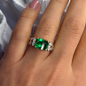 925 Sterling Silver Green Crystal & Cz Ring Size 7