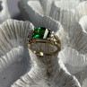 925 Sterling Silver Green Crystal & Cz Ring Size 7