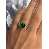 925 Sterling Silver Green Crystal & Cz Ring Size 7