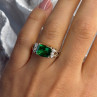 925 Sterling Silver Green Crystal & Cz Ring Size 7