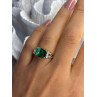 925 Sterling Silver Green Crystal & Cz Ring Size 7