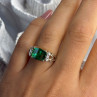 925 Sterling Silver Green Crystal & Cz Ring Size 7
