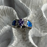 AK 925 Sterling Silver Amethyst & Opal & Beryl Ring Size 8