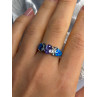 AK 925 Sterling Silver Amethyst & Opal & Beryl Ring Size 8