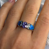 AK 925 Sterling Silver Amethyst & Opal & Beryl Ring Size 8