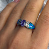 AK 925 Sterling Silver Amethyst & Opal & Beryl Ring Size 8