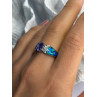 AK 925 Sterling Silver Amethyst & Opal & Beryl Ring Size 8