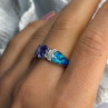 AK 925 Sterling Silver Amethyst & Opal & Beryl Ring Size 8