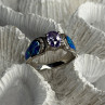 AK 925 Sterling Silver Amethyst & Opal & Beryl Ring Size 8