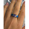 AK 925 Sterling Silver Amethyst & Opal & Beryl Ring Size 8