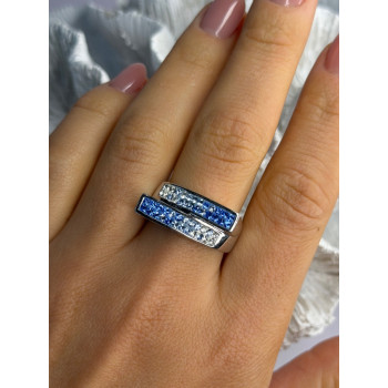 Beautiful 925 Sterling Silver Cz Ring Size 9