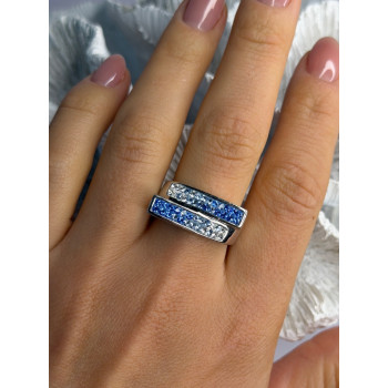 Beautiful 925 Sterling Silver Cz Ring Size 9