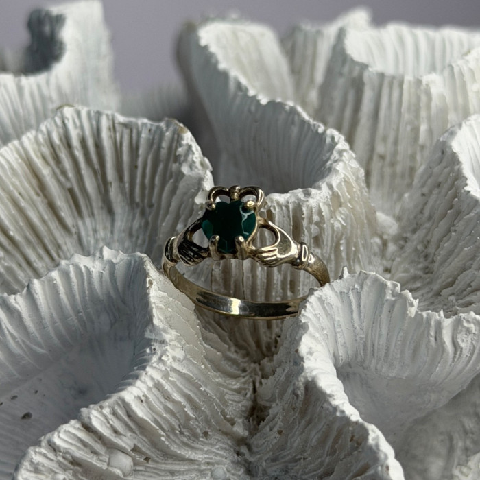 925 Sterling Silver Emerald Heart Ring Size 7