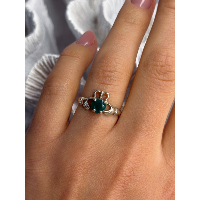 925 Sterling Silver Emerald Heart Ring Size 7