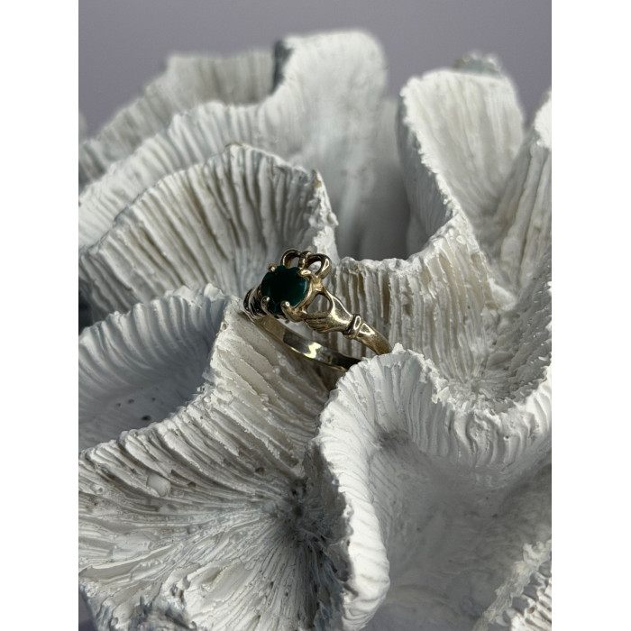 925 Sterling Silver Emerald Heart Ring Size 7