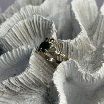 925 Sterling Silver Emerald Heart Ring Size 7