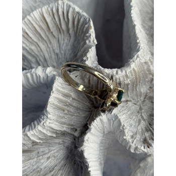 925 Sterling Silver Emerald Heart Ring Size 7