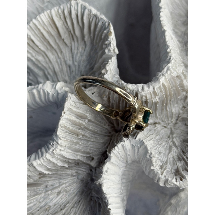 925 Sterling Silver Emerald Heart Ring Size 7