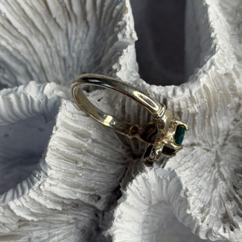 925 Sterling Silver Emerald Heart Ring Size 7