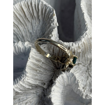 925 Sterling Silver Emerald Heart Ring Size 7