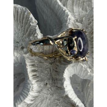 925 Sterling Silver Blue Tumbled Sapphire & Iolite Ring Size 9