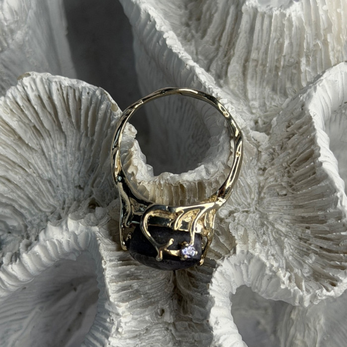 925 Sterling Silver Blue Tumbled Sapphire & Iolite Ring Size 9
