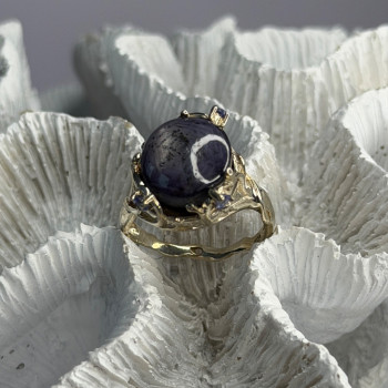 925 Sterling Silver Blue Tumbled Sapphire & Iolite Ring Size 9