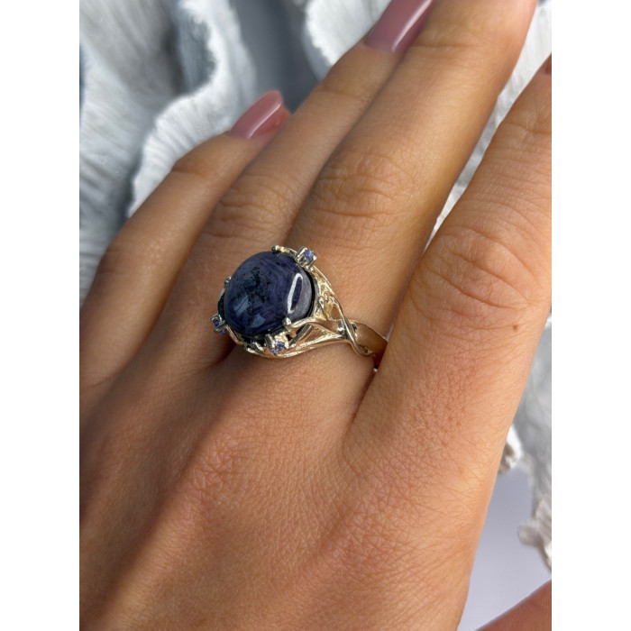 925 Sterling Silver Blue Tumbled Sapphire & Iolite Ring Size 9