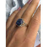 925 Sterling Silver Blue Tumbled Sapphire & Iolite Ring Size 9