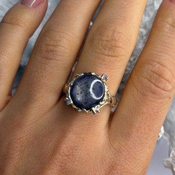 925 Sterling Silver Blue Tumbled Sapphire & Iolite Ring Size 9