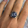 925 Sterling Silver Blue Tumbled Sapphire & Iolite Ring Size 9