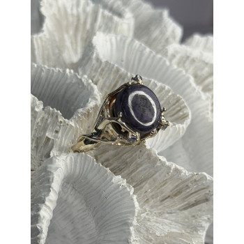 925 Sterling Silver Blue Tumbled Sapphire & Iolite Ring Size 9