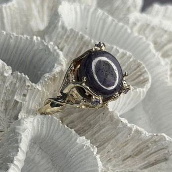 925 Sterling Silver Blue Tumbled Sapphire & Iolite Ring Size 9