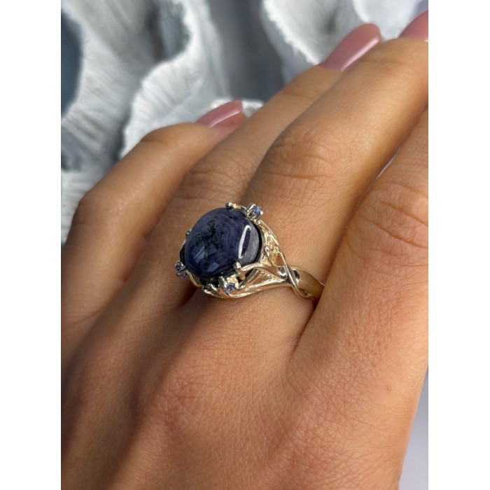 925 Sterling Silver Blue Tumbled Sapphire & Iolite Ring Size 9